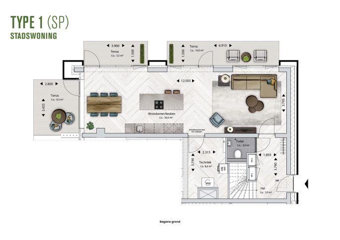 BLOSSEM Edison stadswoningen, BLOSSEM Edison - Type 1 | Stadswoning, bouwnummer: 0.13, Breda