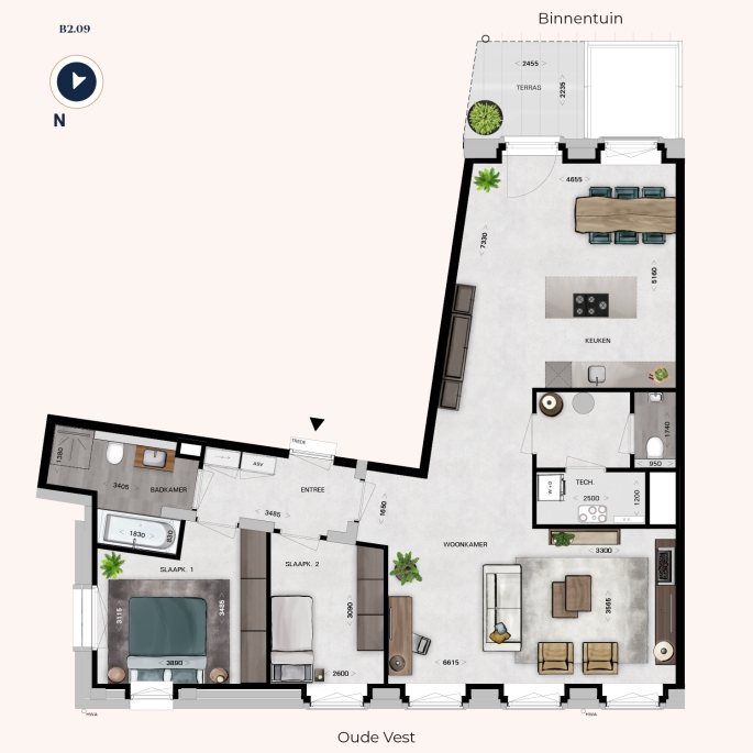 Post Breda - Verlies je hart in hartje Breda! (verkoop gestart), POST Type Kerkzicht (Transformatie) | Appartementen, bouwnummer: B2.09, Breda